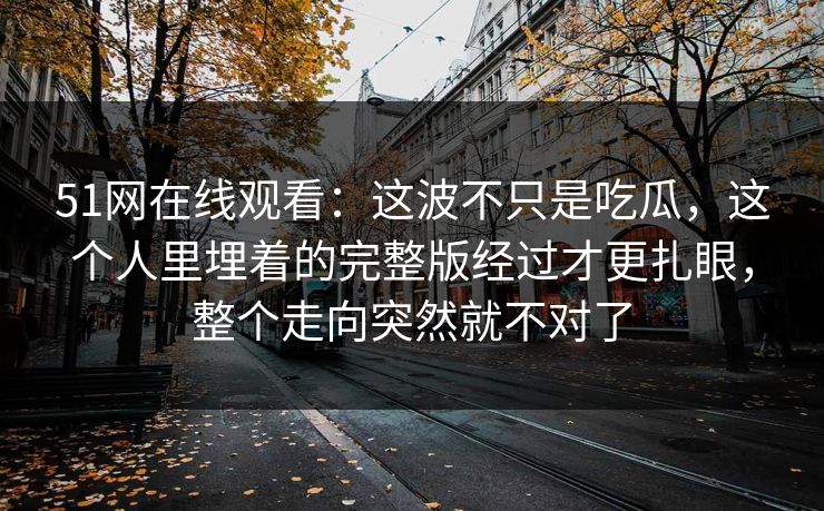 51网在线观看:这波不只是吃瓜,这个人里埋着的完整版经过才更扎眼,整个走向突然就不对了
