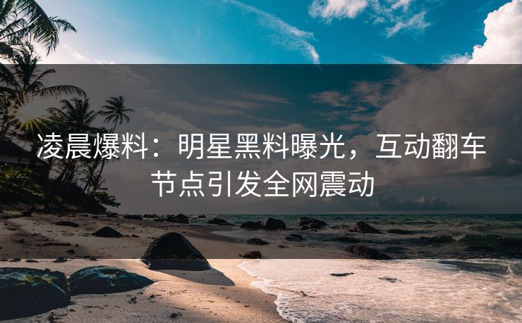 凌晨爆料：明星黑料曝光，互动翻车节点引发全网震动