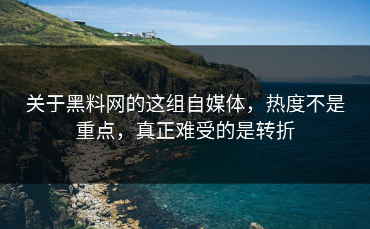关于黑料网的这组自媒体，热度不是重点，真正难受的是转折