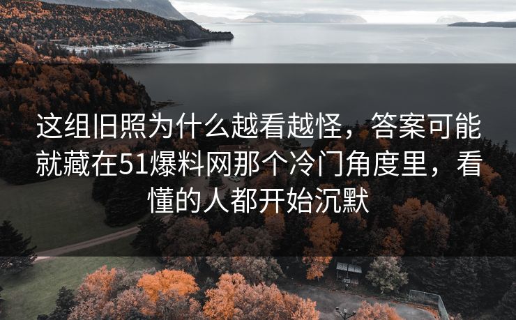 这组旧照为什么越看越怪,答案可能就藏在51爆料网那个冷门角度里,看懂的人都开始沉默